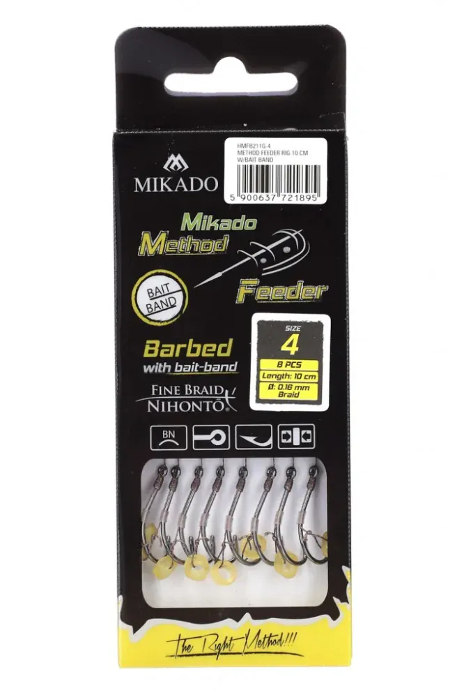 Návazec - METHOD FEEDER 10 cm s PUSH STOP – háček : 4 / Pletenka : 0.16 mm 8 ks