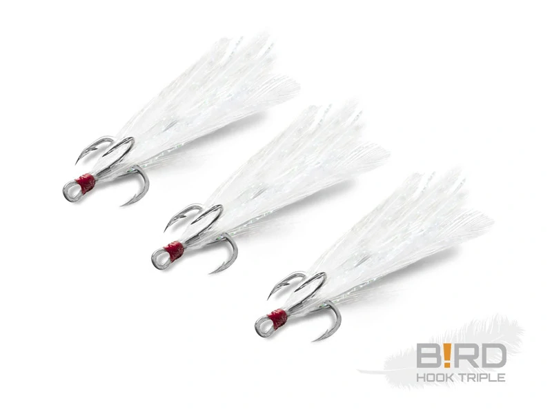 Delphin trojháčky Bird Hook Triple - 3ks bílá pírka #4