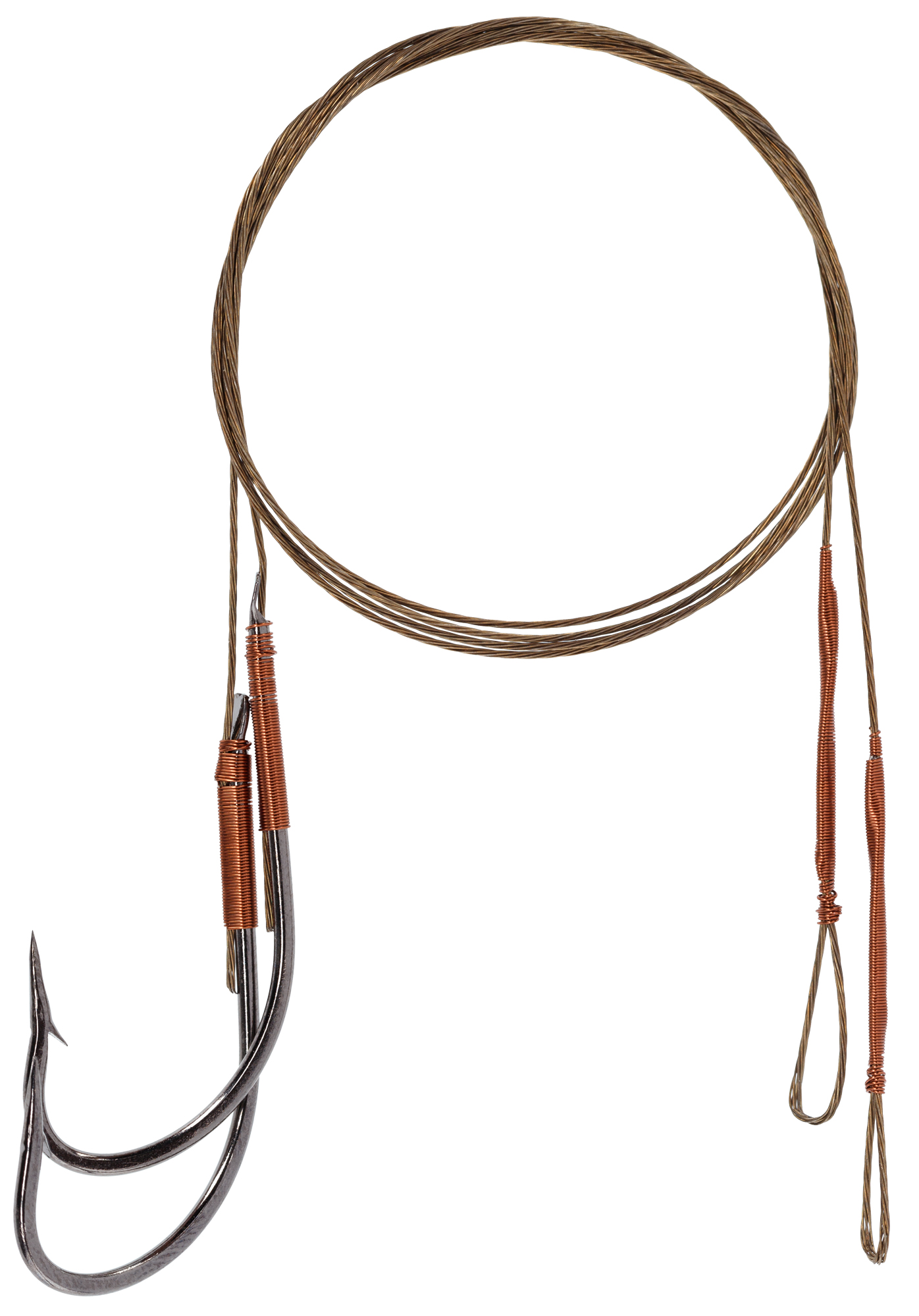 Mikado - Ocelové lanko s obratlíkem zbrojené háčkem 30cm/10kg #2/0 2ks hnědé 