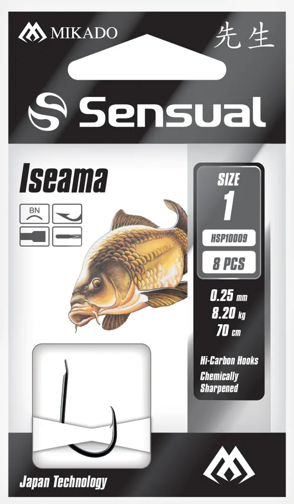 Mikado navázané háčky Sensual - Iseama BN #1 vlasec 0.25mm/70cm - 8ks
