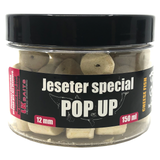 LK Baits Pop Up Pelety Jeseter Special CheeseFish 12mm 150ml