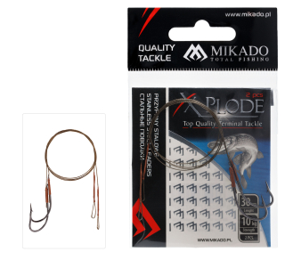 Mikado - Ocelové lanko zbrojené háčkem 30cm/10kg 2ks hnědé 