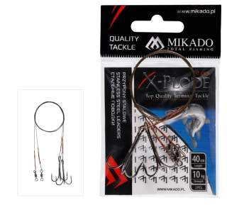 Mikado Ocelové lanko zbrojené trojháčkem 40cm/10kg - hnědá 2ks